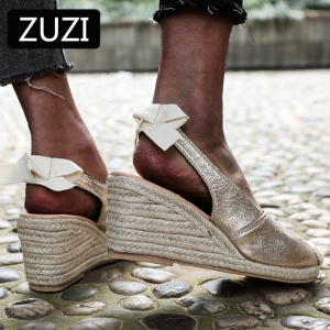 ZUZI Wedges Shoes Women High Heels Sandals Shoes Flip Flop Nake Print Bow Ladies Platform Sandals Plus Size 35-43