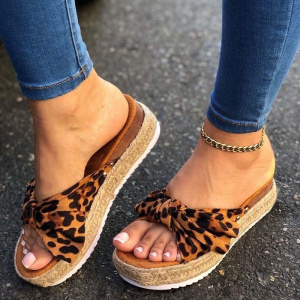 Women Sandals Mid Heels Sandals Plus Size Wedges Shoes Woman Sweet Bowties Slippers Sandalias Mujer Sapato Feminino