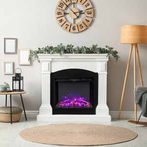 26 Inch Electric Fireplace Recessed or Freestanding Adjustable Flame Brightness and Remote Control - Additional Image