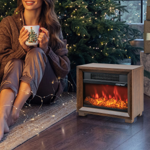 Mini Wooden Tabletop Fireplace with Realistic Flame Effect and Efficient Heating for Indoor Use - Additional Image