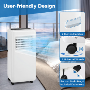 8000 BTU Portable Air Conditioner with Remote Control - 3-in-1 Functionality - White - Additional Image