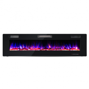 Ultra-thin Wall Mounted Electric Fireplace, 68-inch Electric Fireplace With Crystal Logs