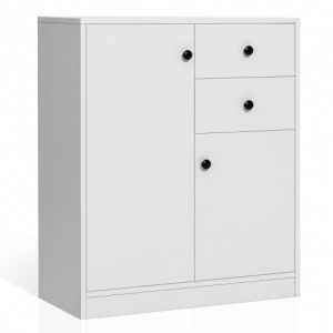 Double Door White Kitchen Cabinet with Adjustable Shelve