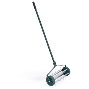 3-Piece Long Handle Rolling Lawn Aerator with sharp metal spikes, 18 Inch 