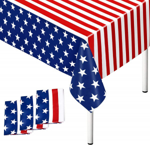 American Flag Tablecloth 54 x 72 Plastic For Decorations On Fourth July Veterans And Memorial Day Party