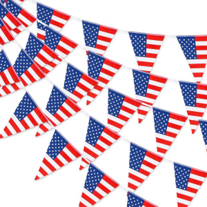 30pcs Large USA Patriotic Bunting Banner American July 4th Triangle Flag Garlands Star-Spangled Pennant String Banner for party