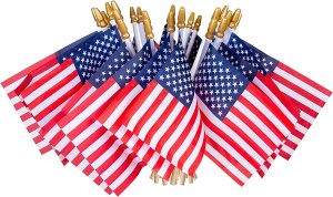 Mini American Flags For 4th Of July With Wooden Stick For Decor For (10 Pcs Pack)
