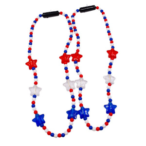 4th July LED Light Up Necklace 4th July Accessories Party Supplies Red White and Blue Stars Necklace