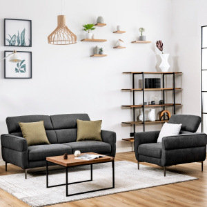 Gray Modern Sofa Set with Adjustable Headrests for Small Spaces - Additional Image