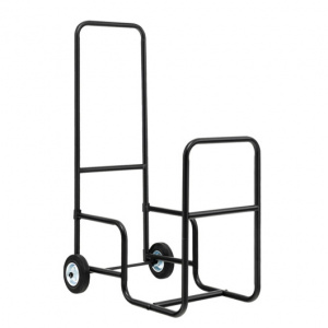 Steel Firewood Log Cart Carrier Storage Rack with 2 Rubber Wheels 