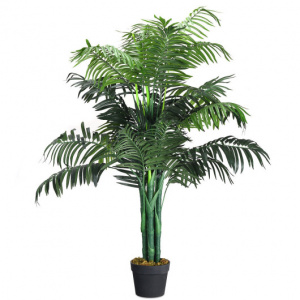 Artificial Plastic Decorative Areca Palm Tree with Basket, 3.5 Feet 