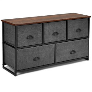 Wood Dresser Storage Unit Side Table Display Organizer-Black