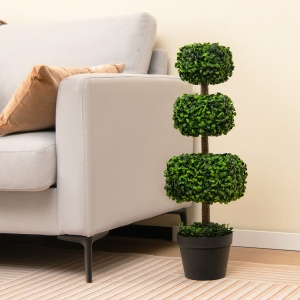 Artificial Boxwood Topiary Ball Tree with Cement-filled Pot - Additional Image