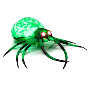 Inflatable Spider Green Color with Cobweb LED Lights Halloween Decoration 5 Feet Long