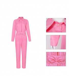 Pink Barbie Jumpsuit with Long Sleeves Inspired by 2023 Margot Robbie Barbie Movie