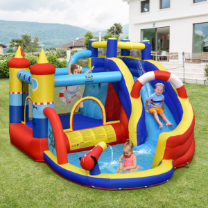 Inflatable Bounce Castle with Slide Climbing Wall and 450W Blower