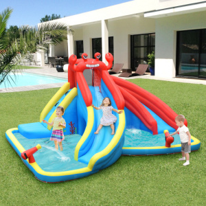 Inflatable Water Slide Bounce House with Water Cannon and 750W Air Blower
