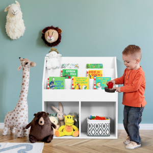 White 3-tier Kids Bookshelf Wood Toy Storage Cabinet