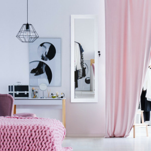 Space-saving full length mirror with jewelry storage