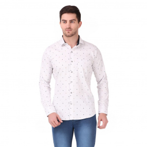 Design Up White Casual Printed Shirt For Men