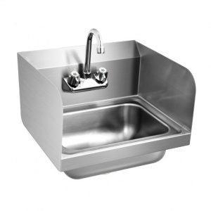 Easy to assemble stainless steel sink with faucet and side splash / Commercial kitchen sink made of premium stainless steel