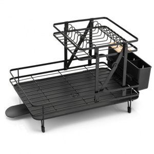 Collapsible 2 Tier Dish Drying Rack with Drain Board