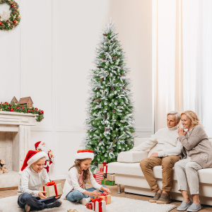 Pre-Lit Snow Flocked Hinged Artificial Christmas Tree