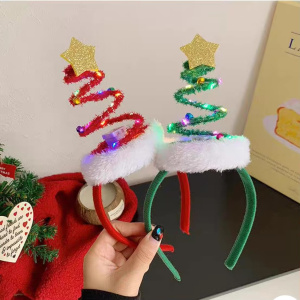 Christmas Headband Adult/Child Snowflake Xmas Tree HairBand with LED Lights Festival Decoration Girl Women New Year Gifts