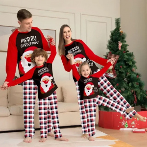 Merry Christmas Family Pajamas Set Parent-child Matching Outfits 2 Pieces Suit Baby Dog Romper Xmas Family Look Cute Soft Pijama