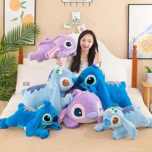 Disney Lilo and Stitch Plush Toys Prone Cute 55/80cm Anime Stich Doll Stuffed Plushie Angel Pillow Soft Gift for Children Kawaii