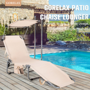 Foldable lounge chair with sun shade / Recliner Lounge pool chair