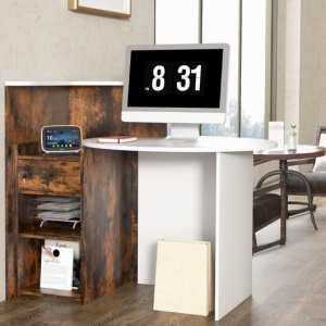 Office Desk with Open Shelf and Lockable Drawer
