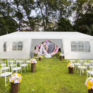Portable Canopy Tent With 2 Doorways,  White Canopy Tent with Removable Sidewalls
