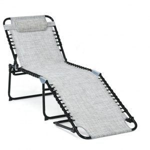 Grey Powder-Coated Steel Camping Chair- Portable Reclining Camping Chair