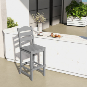 30 Inches Counter Height HDPE Bar Stool with Backrest and Footrest-Gray