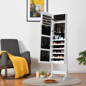 White lockable jewelry armoire / Jewelry organizer with storage