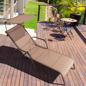 Patio Heavy-Duty 5-Level Adjustable Chaise Lounge Chair-Brown