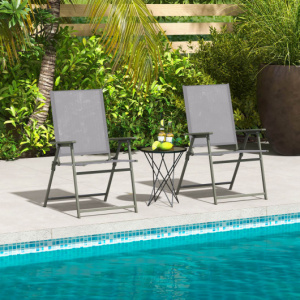 4 Pieces Patio Folding Chair Set with Rustproof Metal Frame-Gray