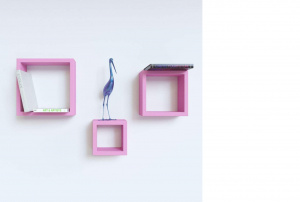 Floating Square Wall Mounted Shelves Of Three