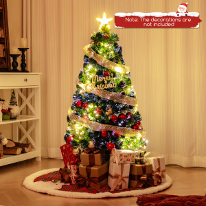 Pre-Lit Artificial Christmas Tree with Top Star and Branch Tips
