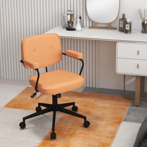 PU Leather Office Chair with Rocking Backrest and Ergonomic Armrest-Orange