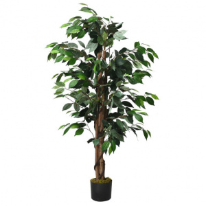 Artificial Realistic 4FT Ficus Silk Tree with  Hardwood Trunk and Cement Base 