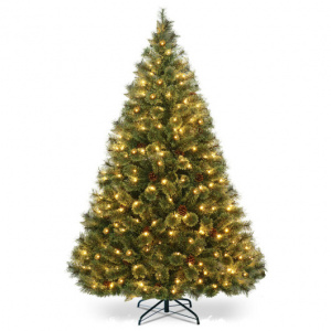 6 Feet Pre-Lit PVC Artificial Carolina Pine Tree with LED Lights