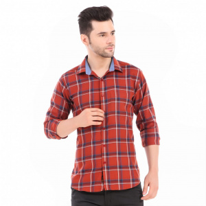 Design Up Rust Casual Check Shirt