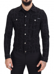 Black Cotton DG Mania Collared Denim Jacket