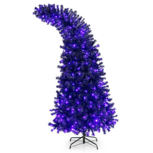 Halloween Christmas Tree 7 Feet Black in Color with 400 Purple Orange LED Lights