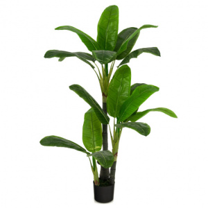 Artificial 5 Ft Tall Banana Tree with Large Leaves and Pot