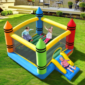 Inflatable Kids’ Bounce House With Slide And Ocean Balls Without Blower
