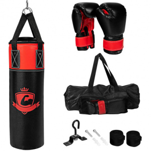 11 Pounds Kids Hanging Punching Bag Set with Punching Gloves-Black