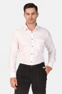 Design Up White Casual Self Check Shirt